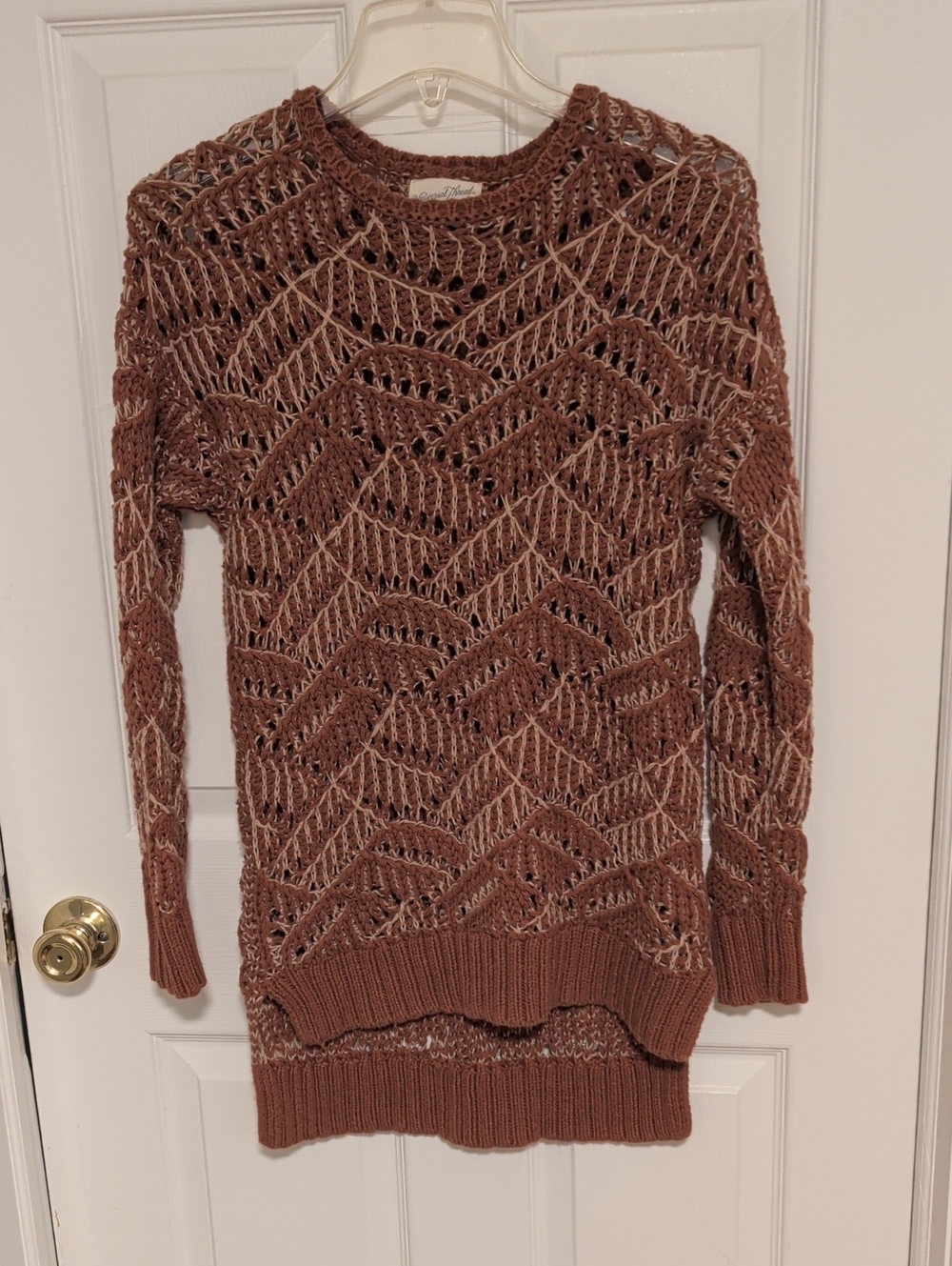 Universal Thread Open-Knit Chevron Sweater in Brown